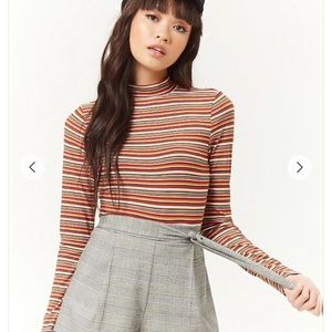 F21 multicolored striped mock neck top
